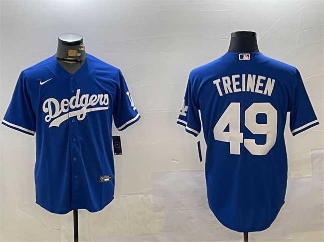 Mens Los Angeles Dodgers #49 Blake Treinen Royal Cool Base Stitched Jersey